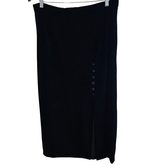 Another Thyme Vintage Velvet Skirt Womens Size 12 Black 90s Maxi Whimysgoth - Picture 1 of 9